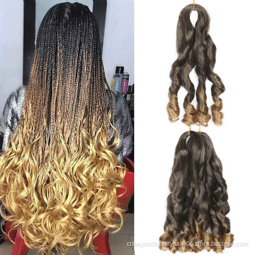 Synthetic Loose Wave Curly End Crochet Braiding Curls 20Inch Wavy Hair Bundles For Black Women
